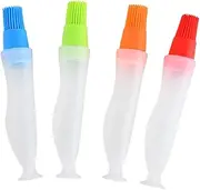 2sets Multifunctional Oil Bottle Brush Portable Pastry Brush for Baking and Bbq Easy to Clean and Store Mixed Color Kitchen Tools 4pcs*2