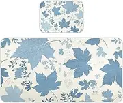 Blue Elegant Romantic Maple Leaf Cooling Baby Mattress Protector pad 28" x 52" Ultra Soft Pads Washable Waterproof for Baby&Toddler