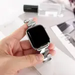 【WATCHBAND】APPLE WATCH 全系列通用錶帶 蘋果手錶替用錶帶 麻花捲 啞光 折疊扣不鏽鋼錶帶(銀色)