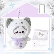 Animal Plush Bag Charm (Various Designs) Cat - Gray Ears - White - One Size