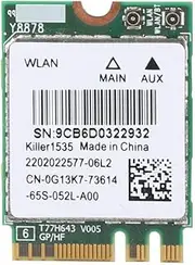 Gaming Wireless Network Card, for Killer Wireless-AC 1535 Dual Band (2.4 GHz and 5 GHz) 802.11ac NGFF M.2 867Mbps Bluetooth 4.1 Network Card
