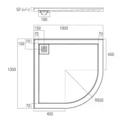 Oceano Curved Corner Shower Base 1000 x 1000 Rear Outlet Stonelite ECO EC1000CR