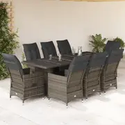 Garden Bistro Set with Cushions Dining Set Table and Chairs Poly Rattan vidaXL