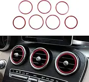 Ramecar Air Conditioner Vent Opening Inner Trim Decoration Covers for 2015-2021 Mercedes Benz W205 C180 C250 C300 C350 C400 C63 AMG, 2016-2022 GLC Class (7 pcs, Red Aluminum)