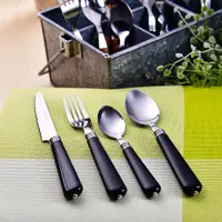 在飛比找PChome24h購物優惠-【YU Living】黑柄不鏽鋼刀叉餐具24件組(刀叉湯匙)