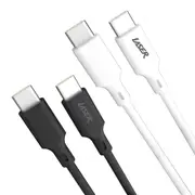 Laser 60W Fast Charging USB-C Cable Pack - 2m, Black/White, Compatible with USB-C Devices, Supports Quick Charge