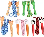 5Pcs Cartoon Skipping Rope for Wooden Handles Lightweight Jump Ropes Featuring Frog Little Man Little Bear and Rabbit for Exercise and Outdoor Fun
