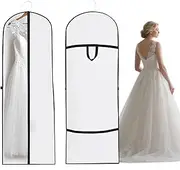 [Dotbengc] 2Pcs Dress Garment Bags, Travel Suit Bag, Long Bag for Coats Clothes Gowns, Large Hanging Storage Bags with Zipper, Foldable Wedding Dress Cover for Closet Travel Waterproof, Half-clear