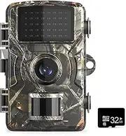 16MP 1080P Wildlife Trail and Game Camera with 16GB/32GB TF Card Motion Activated Security Camera IP66 Waterproof Outdoor Infrared Night Vision Scouting Camera