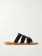 [K JACQUES ST TROPEZ] K JACQUES ST TROPEZ - Dolon Cutout Leather Slides - Black - IT36 IT 36 Black