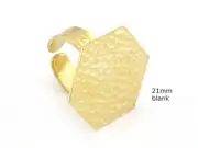 Hexagonal Hammered Adjustable Ring Blank - Raw Brass (21mm Blank ) 4946