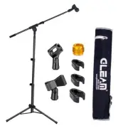 Microphone Stand - Tripod Boom Arm Mic Stand with Carrying Bag, 2 Mic Clips