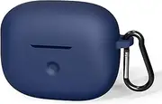 Geekria Silicone Case Cover Compatible with B&W Pi8 True Wireless Earbuds, Protective Earphones Skin Cover with Keychain Hook, Charging Port Accessible, Front LED Visible (Blue)
