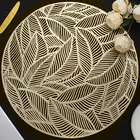 Placemats Set of 6, round Leaf Place Mats for Dining Table Hollowed-Out Pressed