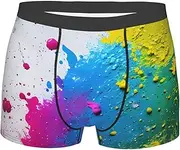 [FSCEV] Paint Splatter Backdrop Men'S Boxer Briefs Regular Soft And Elastic Leggings Shorts Everyday Wear, Black, L
