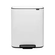 Brabantia Bo Two Compartment 2x 30L/65cm Pedal Rubbish Bin Trash Storage White