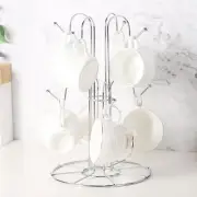 Mug Drying Rack 8 Cup Hooks Drainer Coffee Bar Decor Metal Stand for Desktop