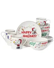 Lenox Snoopy Christmas 12pc Dessert Set