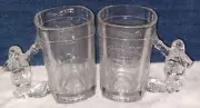 2 Vtg COCA COLA Christmas Mug Stein Santa Handle Coke Machine Heavy/Thick Glass