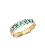 Bloomingdale's Fine Collection Emerald & Diamond Single Band Ring in 14K Yellow Gold