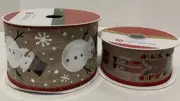 Celebrate it Burlap w/Snowman & Burlap w/ Nutcrackers Wire Ribbon 25 Foot Each