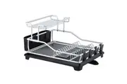 D.Line Pinnacle 52cm Aluminium 2-Tier Dish Rack Storage Organiser w Drain Black