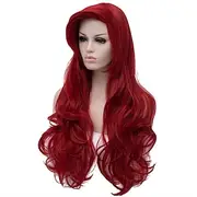 Curly Red Mermaid Wig for Women Long Wavy Cosplay Daily Hair Heat Resistant Synthetic Fiber Wig for Party Christmas(Only Wigs) Halloween Wigs