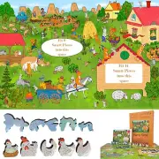 Wooden Smart Puzzle with Smart Pieces by FoxSmartBox - 440+23 pcs- Funny Farm