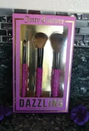 Juicy Couture 3 piece dazzling cosmetic brush set new in box powder contour eyes