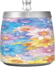 Stainless Steel Big Ashtrays with Lid for Home Office Bar Peach Purple Blue Cute Flowers Large Unbreakable Ash Tray Outdoors for Home Office Decor