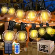Solar Outdoor String Lights, 100Ft Waterproof Patio Lights with Remote, 50 LED B