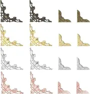 Glarks 160Pcs 4 Colors Metal Book Corners Protector 2 Styles Guard Edge Cover Book Scrapbooking Corner Protector Menus Album Notebook Folder File Corner Decorative Frame Angle Protector Covers