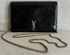 Saint Laurent - Croc Embossed Leather Wallet On A Chain New w/Dust Bag $2190
