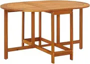 Wooden Outdoor Patio Table, Oval Patio Dining Table Folding Garden Bistro Table for Lawn Backyard Garden, 130x90x72 cm Solid Acacia Wood