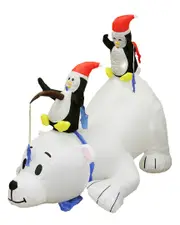 Northlight 6' Inflatable Polar Bear & Penguins Lighted Christmas Yard Art Decor
