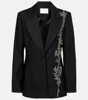 [Costarellos] Costarellos Lesia embellished wool-blend blazer AU 12 black