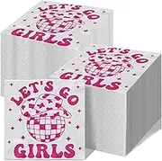 20 pcs Let's Go Girls Paper Napkins Pink and White Cowgirl Disco Ball