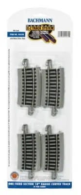 Bachmann HO Scale Nickel Silver/Gray Roadbed EZ-Track 1/3 18in Radius Curve (4)
