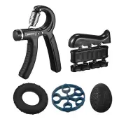 Hand Grip Strengthener Kit Forearms Finger Exerciser Trainer Black for Workout