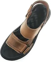[ZLUXURQ] Mens leather sandals summer outdoor sports hiking beach leisure slippers