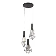 CLA Blackband Triple Cluster Iron Cage Pendant Light