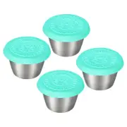 4pcs Stainless Steel Condiment Container Reusable Snack Containers Mint Green