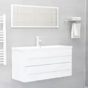 White Bath Sink Cabinet And Mirror Set Wall Mount Bathroom Vanity Furniture 2pcs