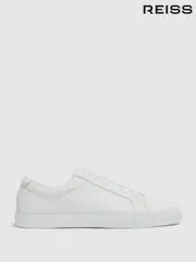 Reiss White Luca Tumbled-Leather Low-Top Trainers (D65235) | $325