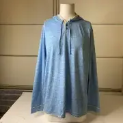 JOHNNIE-O Hamlin Henley Hoodie Pullover Men's Size XXL Pacific Blue