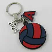 Personalised 2025 Netball Charm Keychain Blue and Red Sport Gift Pick Initial