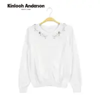 在飛比找momo購物網優惠-【Kinloch Anderson】圓領花圈開襟針織外套 金