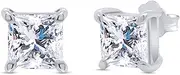 [SAVEARTH DIAMONDS] 4-Prong Solitaire Style,4MM To 6MM Princess Lab Created Moissanite Diamond Stud Earrings For Womens In 18K Gold Over Sterling Silver(D Color, VVS1 Clarity, 0.70 Cttw to 2.33 Cttw)