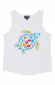 Vilebrequin Kids' Vendôme Turtles Organic Cotton Tank Top in Blanc at Nordstrom, Size 6