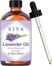 Siva Lavender Essential Oil – 4 Fl Oz – 100% Natural Lavender Oil for Hair, Face, Skin Care, Diffuser, Aromatherapy, Scalp, Body Massage, Soap and Candle Making – with Dropper